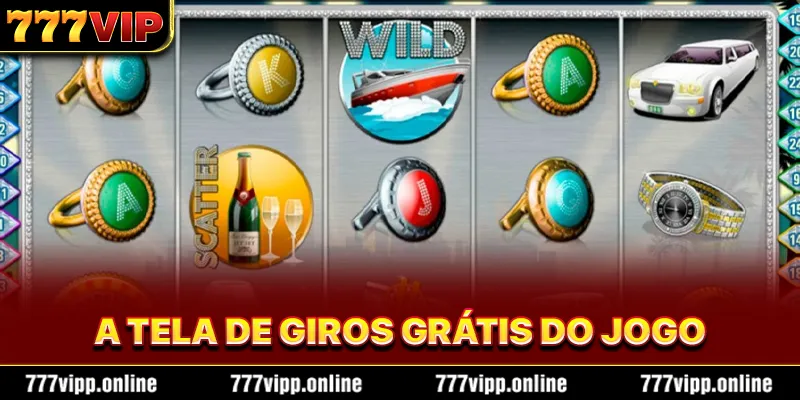 A tela de giros grátis do jogo